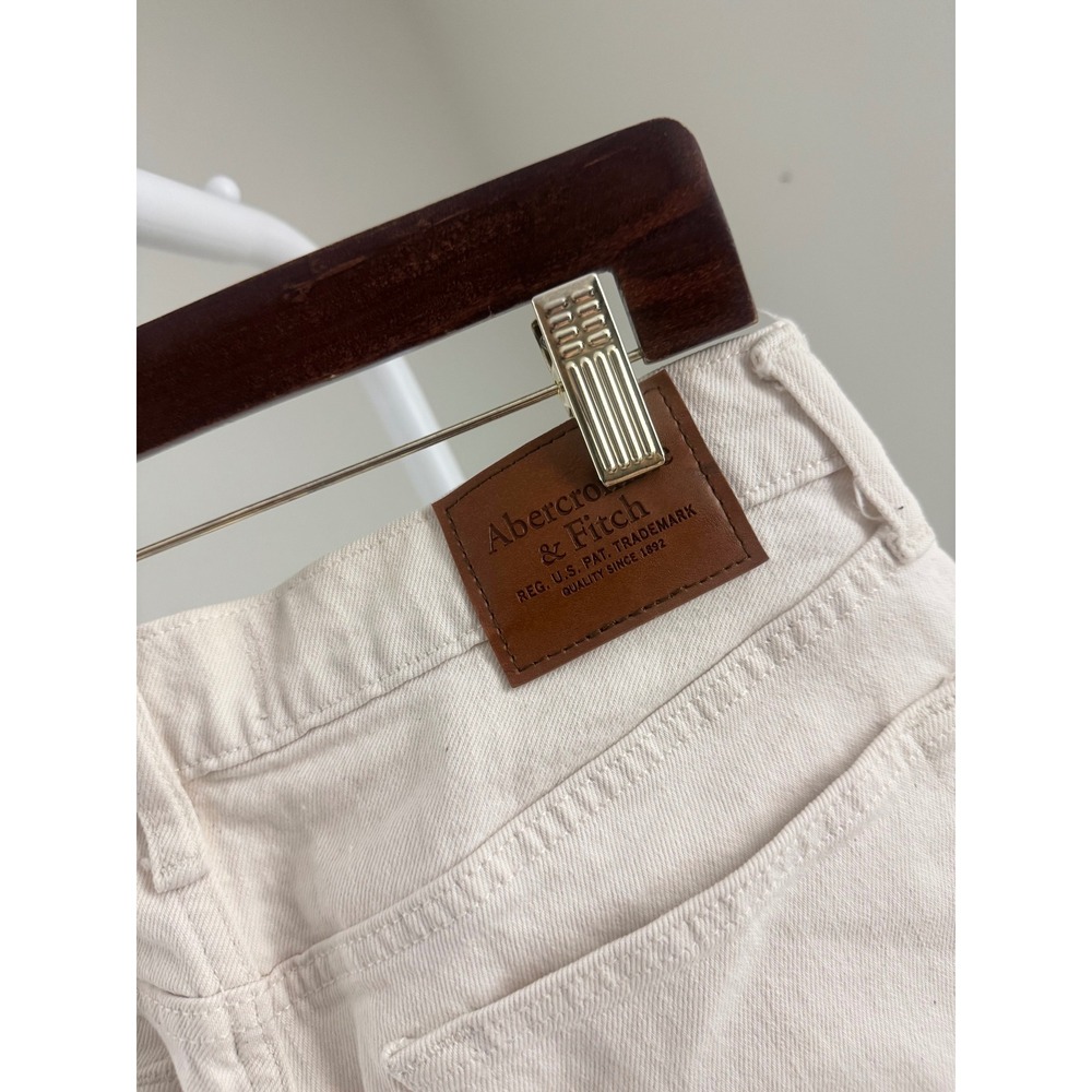 Abercrombie & Fitch 90s Straight Jeans Mens 31x34 Cream White Vintage Stretch - Picture 7 of 9